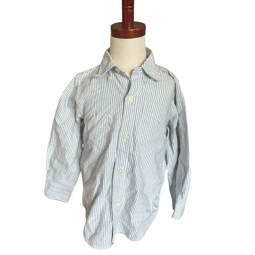 Youth Boys Gap Kids Pinstriped Button Down Casual Shirt - Sz XS 4/5
